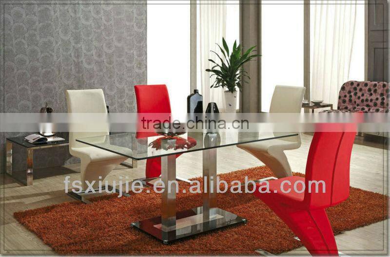 L832-1 Contemporary Glass Stainless Steel Dining Table Designs