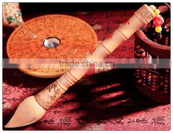 Peach wooden wen chang pen decoration