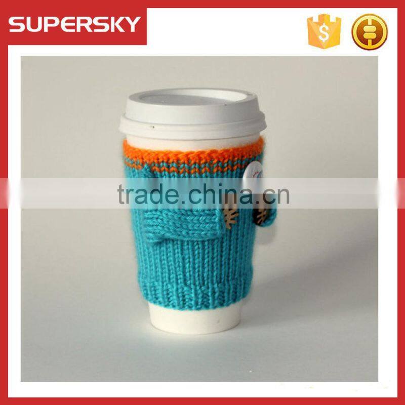 V-166 NBA cute coffe hand knitted sleeve cosy cup mug sweater/coffee sweater/cup accessory