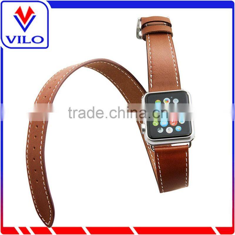The Wholesale Extra Long Genuine Leather Band Double Tour Bracelet Leather watchband for Apple Watch