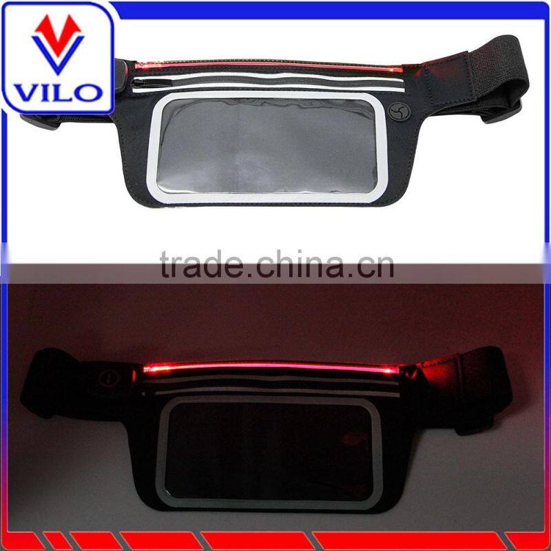 LED USB charging runner waist pack waist bag for iphone 6 plus