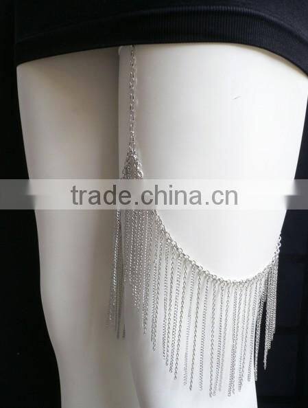 New Women Silver Metal Trendy Long Leg Armor Chains Body Tassel Fashion Jewelry