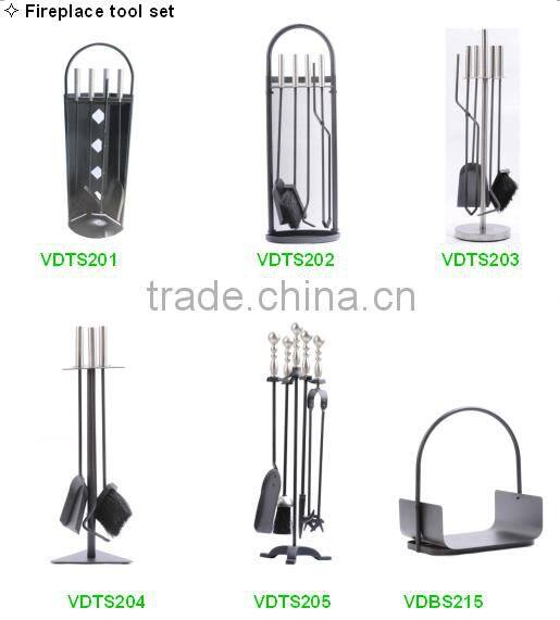 5 piece Fireplace Tool companion sets in Modern black Finish