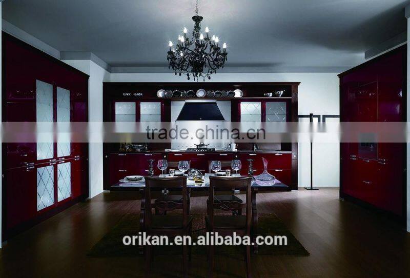 cuseomized Luxury modern style red hign gloss paint wall cupboard