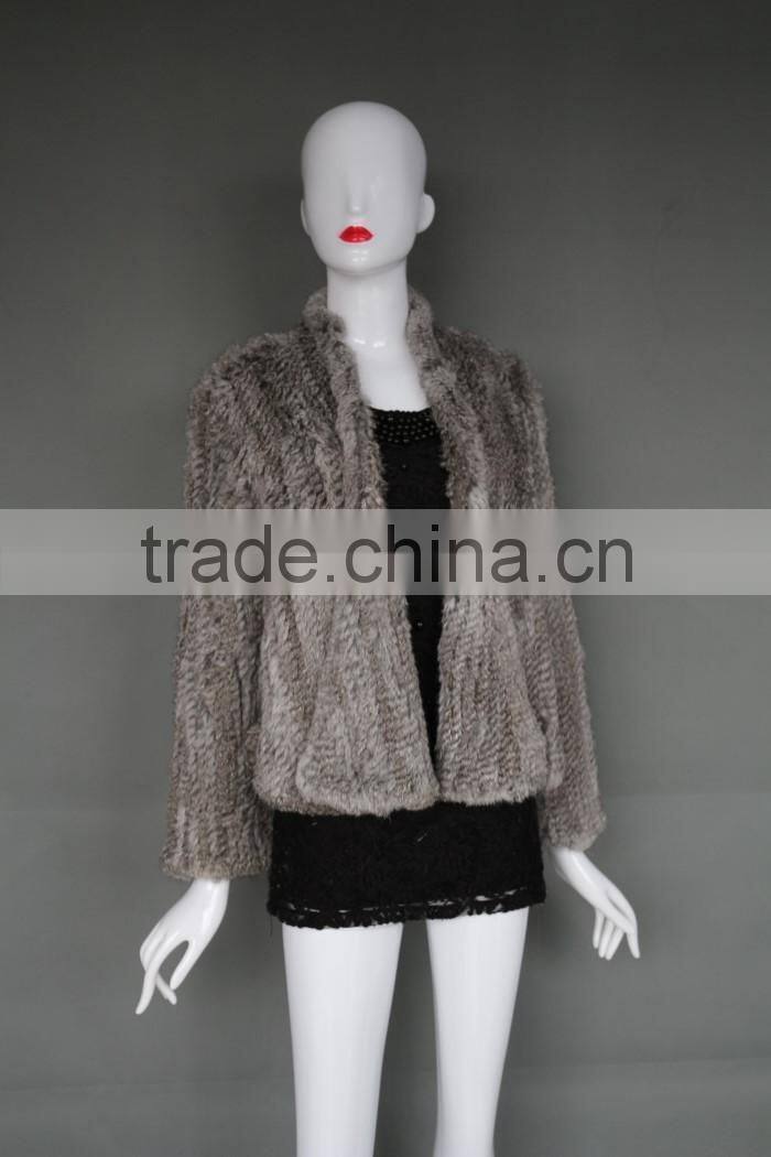 women's fashion oversize knitted rabbit fur short coat ladies winter fur coat