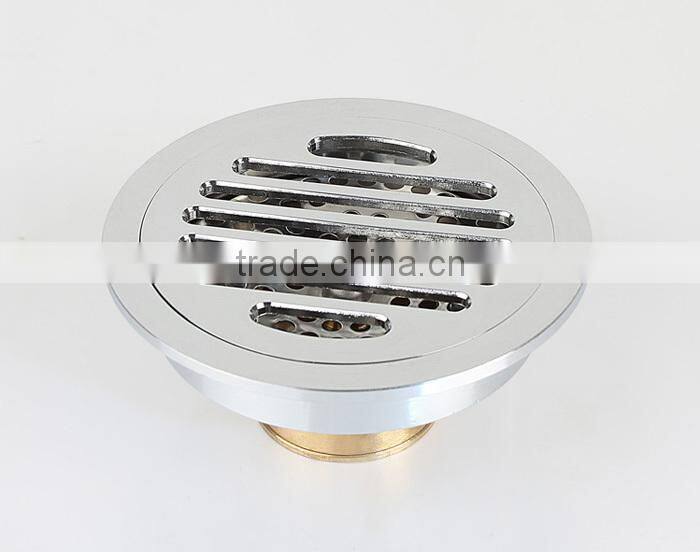 Round Exquisite Linear Floor Drain Chrome Plated Shower Floor Drain Cover Bathroom Accessory