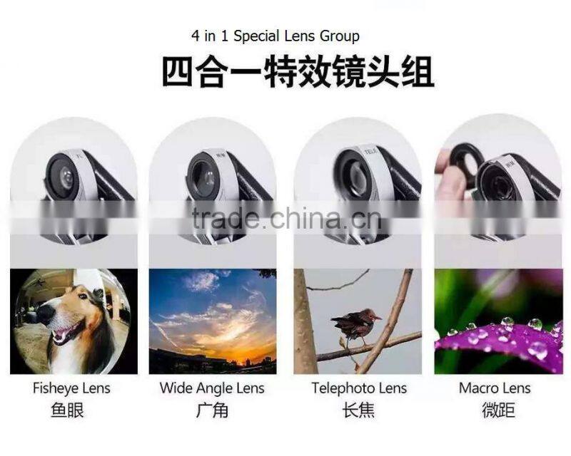 Hot Selling Universal 3 in 1 Phone Case with Holder, Fish Eye Lens 180 degree Macro Camera Lens Phone Case For iPhone 6s