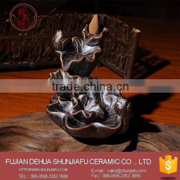 Chinese Antique Hand Made Lotus Shape Ceramic Incense Stick Holder
