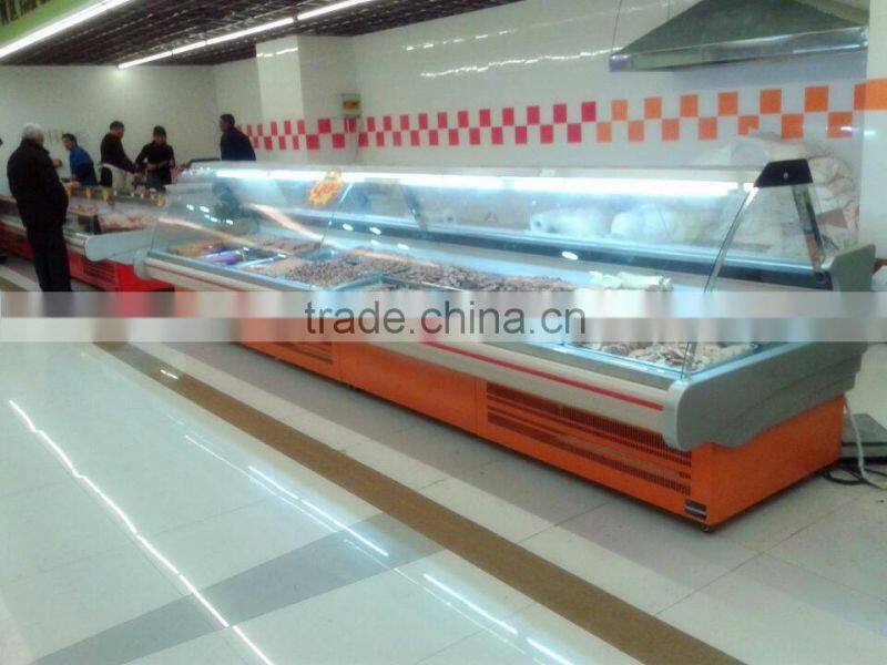 Open Glass fresh meat display refrigerator,Supermarket meat cooler