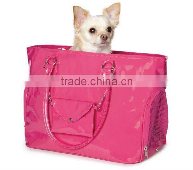 pink patent leather fashionable dog handbags/pet shoulder bags