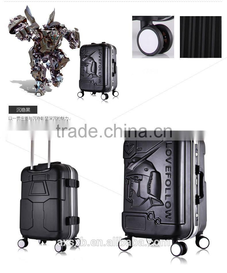 lovefollow 2015 new style Transformers ABS aluminum frame trolley luggage suitcase for cool men