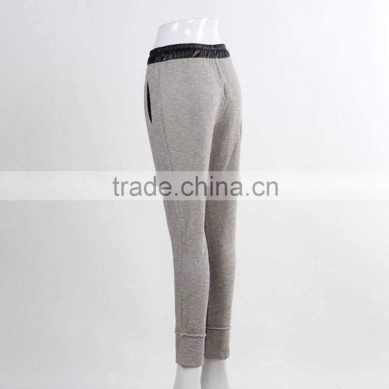 F5W30186 Newest Style Contrast Waistband Grey Sweatpants For Girls