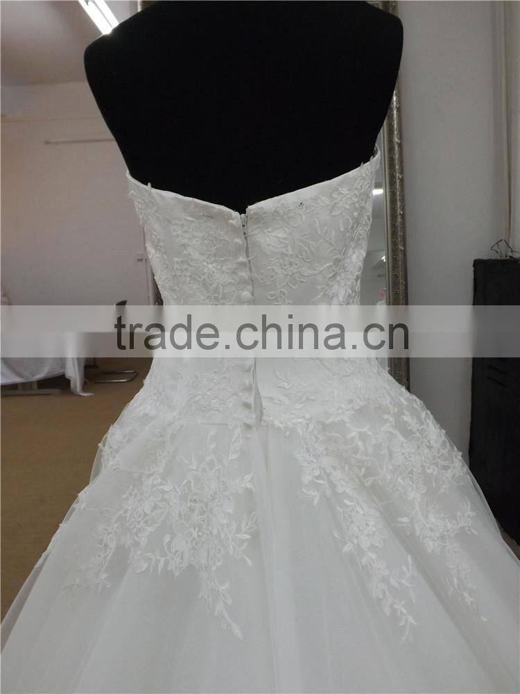 new arrival sexy sweetheart lace bodice wedding dress with lace tail