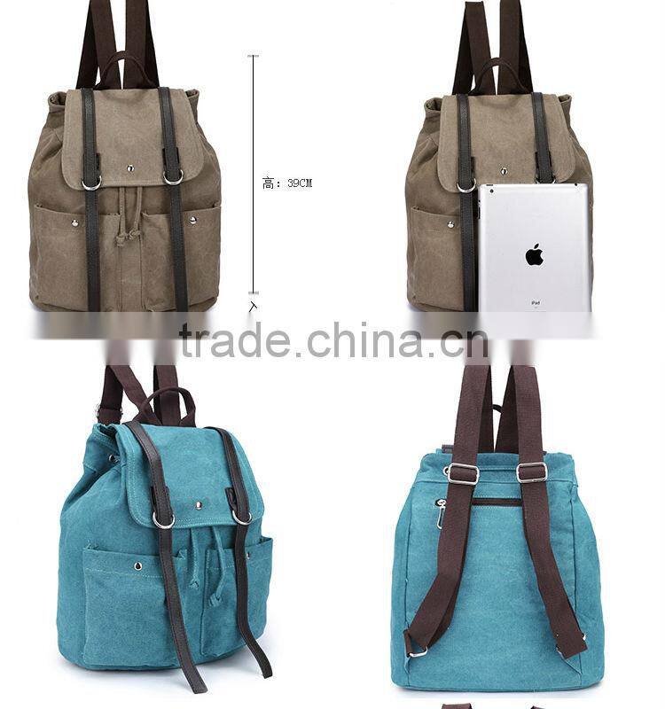 vivisecret China wholesale canvas leather backpack, fashion leisure satchel rucksack for boys