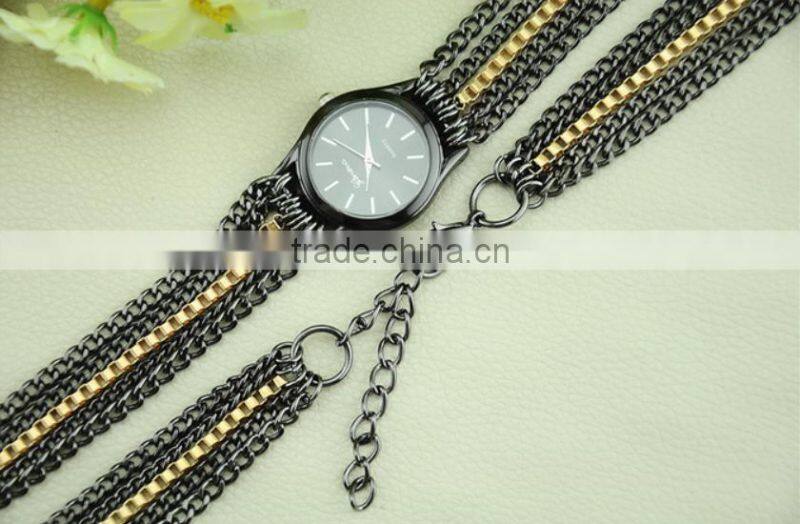 fashion Geneva wrist women metal long chain geneva lady watch