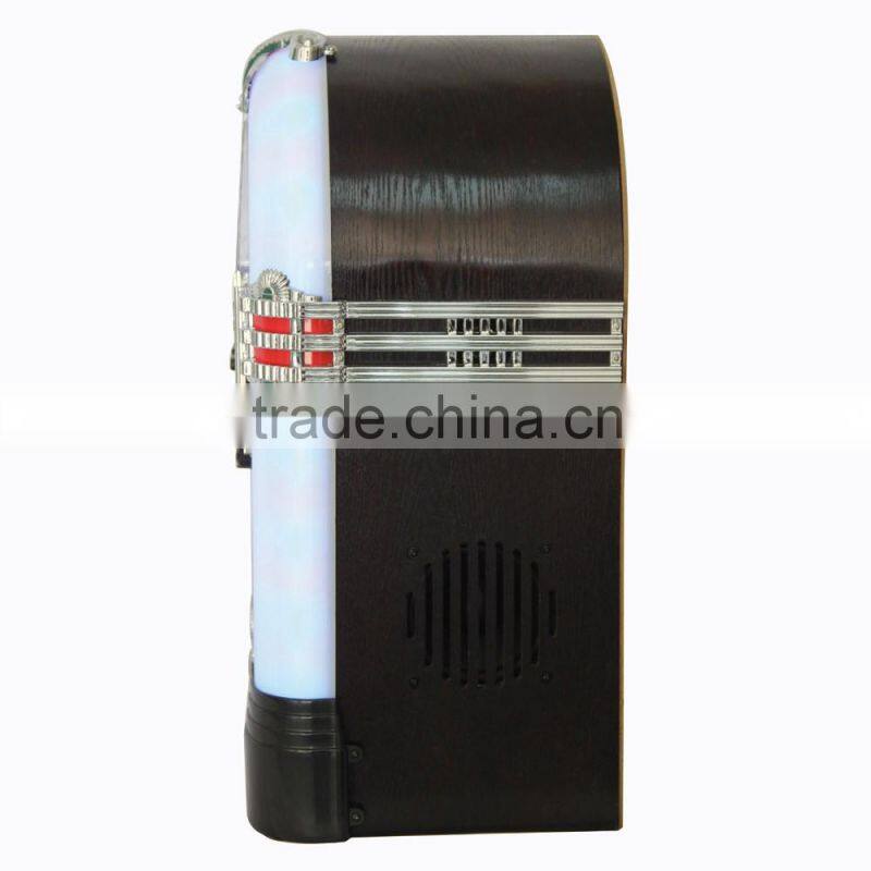 retro wooden radio cd player jukebox with built in speaker