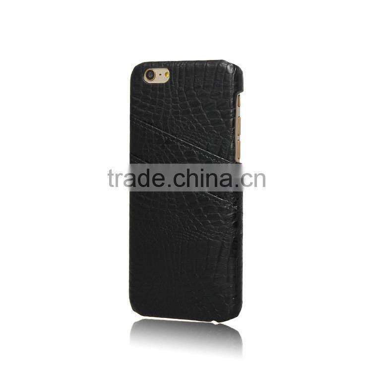 Fashion PU CROCO Mobile Phone Case Cover for iPhone 6 Brown Leather Casing With Two Card Slots