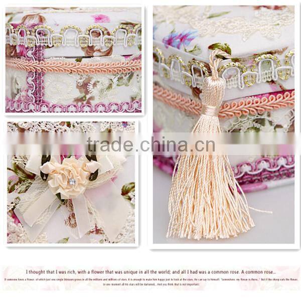 Noble home decorative large heart shape fabric jewelry box