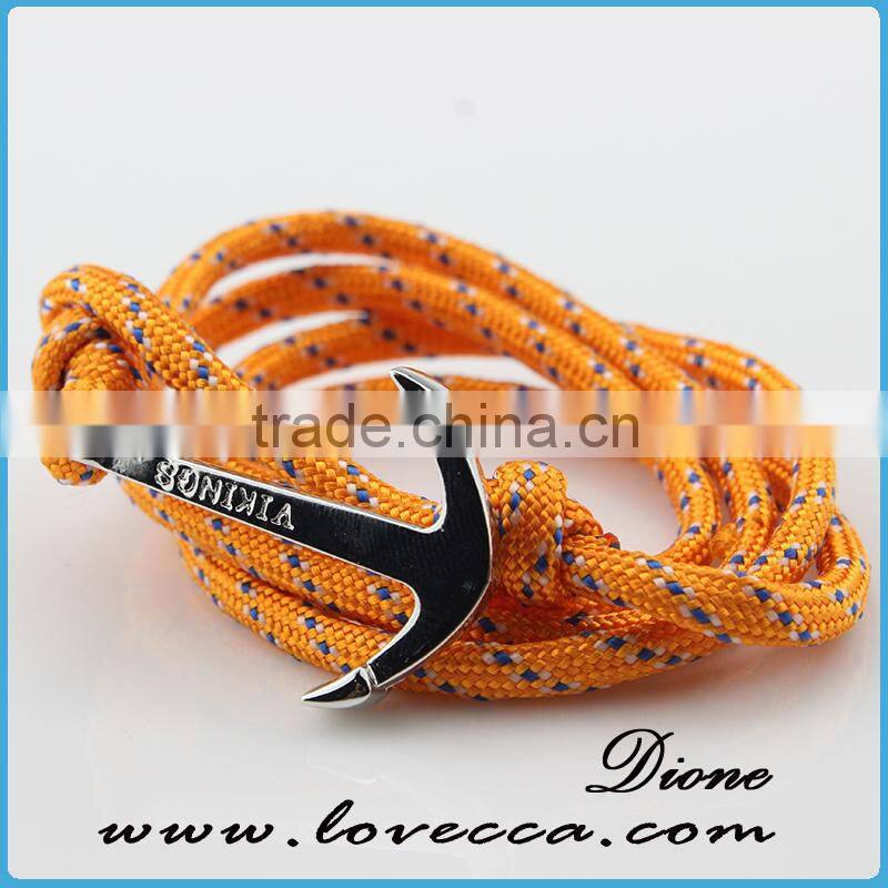 Hot fashion Anchor or Fish Hook Bracelet Cotton Rope Mens anchor bracelet wholesale Fashion Jewelry-usa0.6