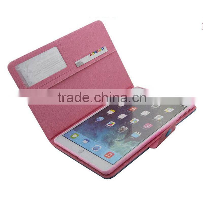 Classical Design Contrast Color Leather Wallet Case For iPad Air