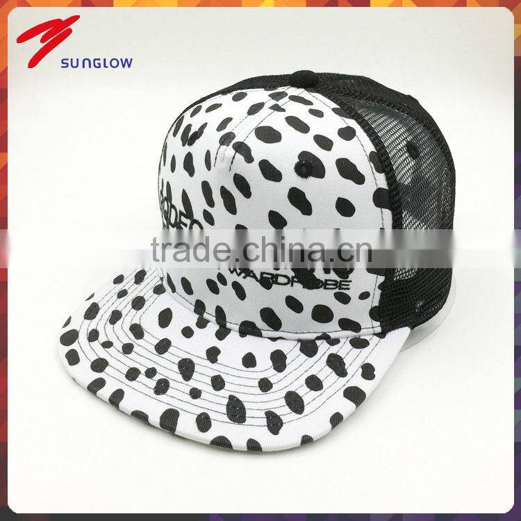 High quality popular embroidery flat brim trucker cap