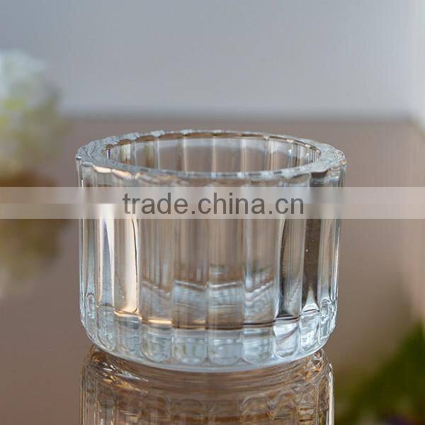 Glass candle container with round shaped for sale