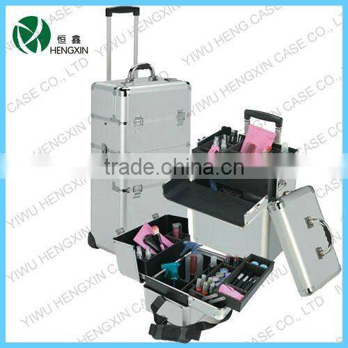 leopard professional rolling makeup case,makeup train case
