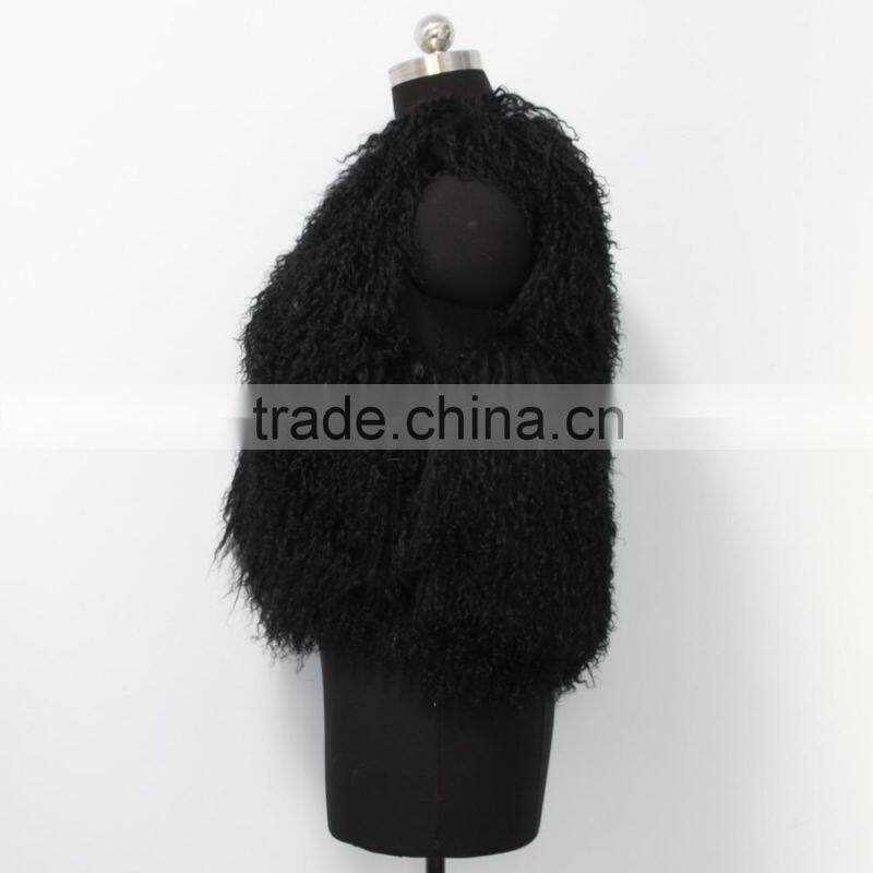 Fashion design Mongolian lamb fur coat genuine women popular Mongolian lamb fur vest
