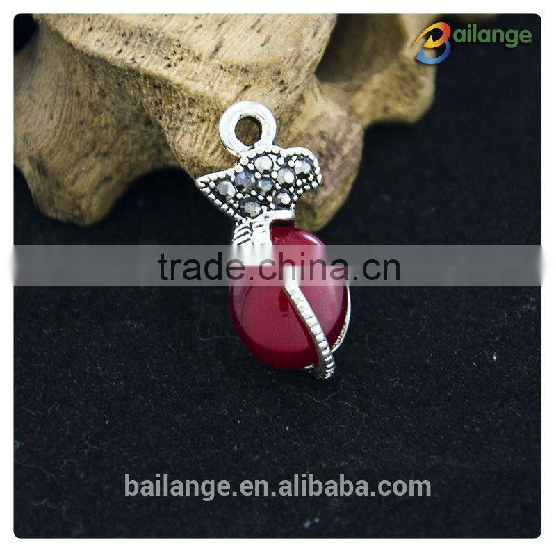 wholesale quality fashion rhinestone vintage flower wedding crystal flower silver charm pendant