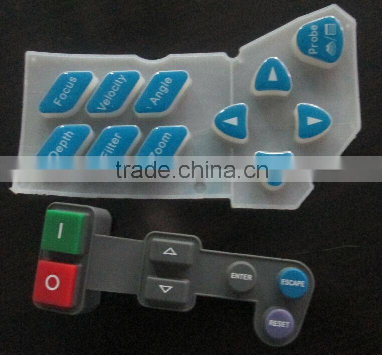 Silicone Rubber Printed Keypad / Waterproof Membrane Switch Keypad / Silicone Keypad With Conductive Pill
