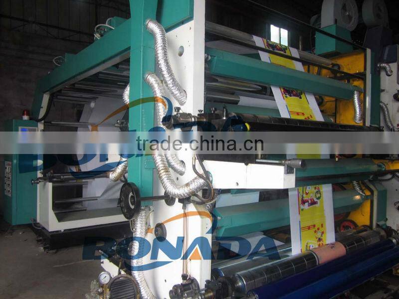 stack type plastic film roll to roll flexographic printing machine