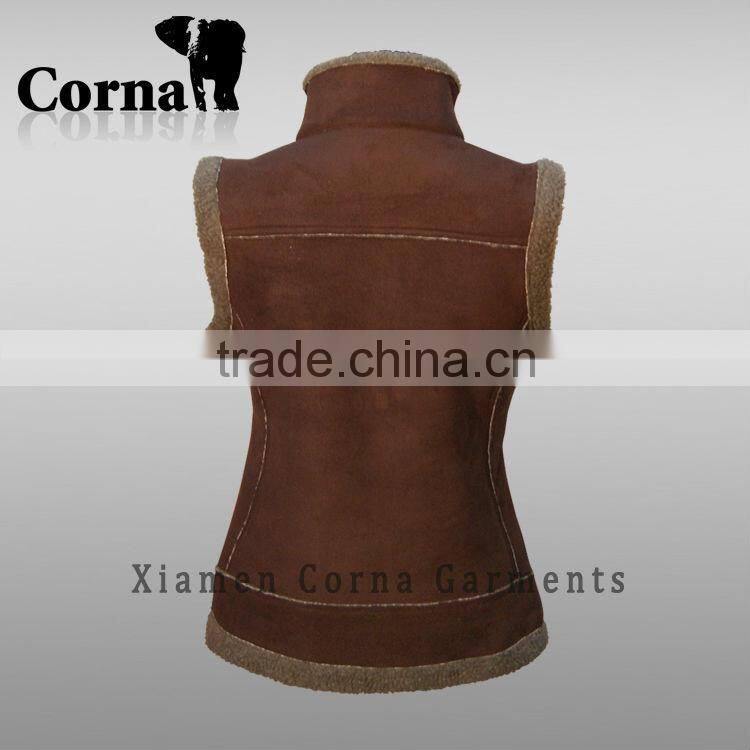 Wholesale high collar warm keeping zip up windproof custom fleece vests