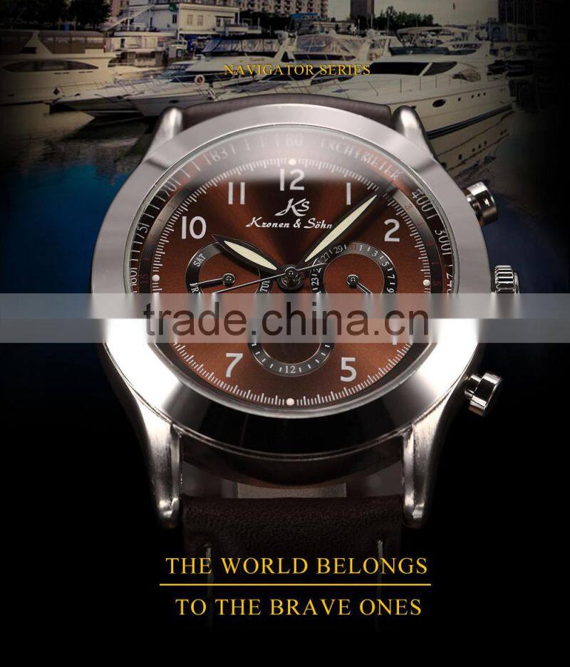 KS Navigator Men Leather Automatic Mechanical Analog Watch