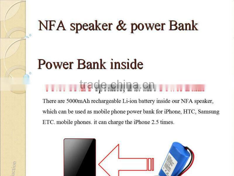 2 in 1 Near Field Audio(NFA) Amplifying Magic Wireless Speaker Power Bank for iphone 5 Samsung HTC mobile phone 5000mAh