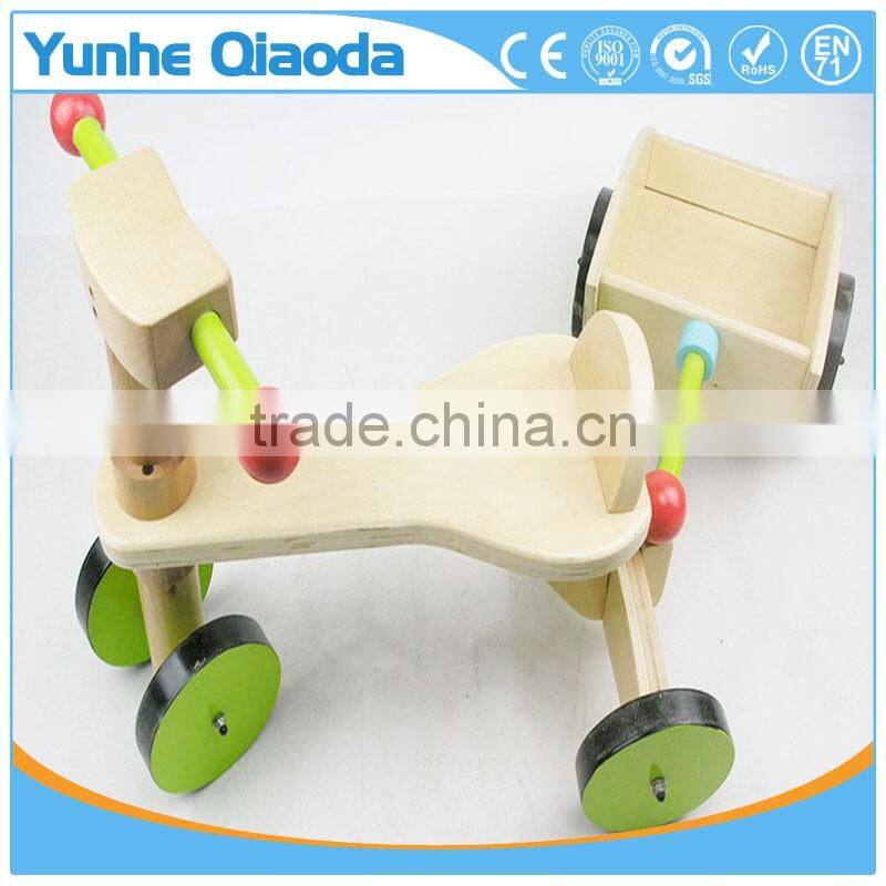 new fashion solid wooden kids vehicle ride on toy four-wheeler with trailer