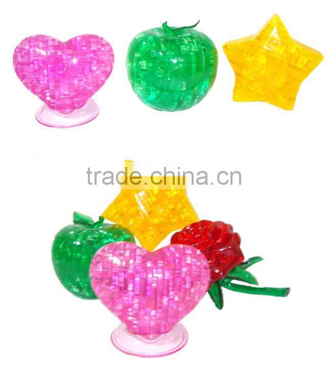 sweet heart 3D crystal pink heart jigsaw house decor toys