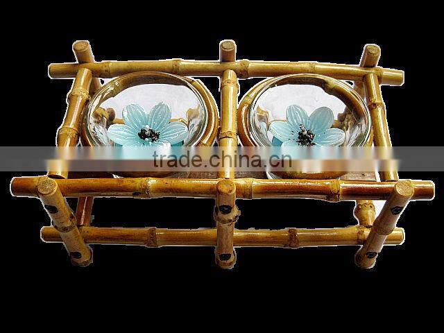 Nature Bamboo Candle Holder With Glass