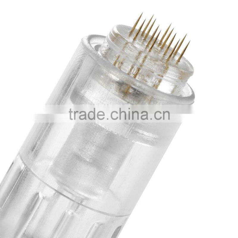 Electric derma pen needles screw 12 pin gold cartridge for auto microneedle derma pen tattoo needles 12pin needle tip