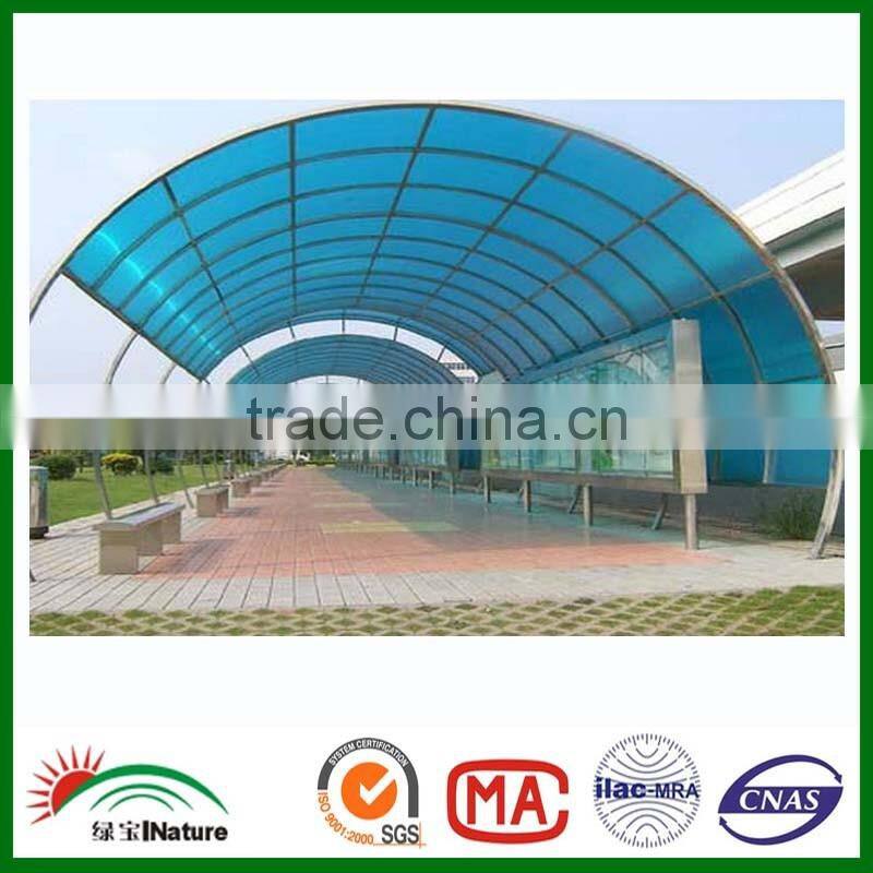 100% bayer virgin materials,with anti-UV coating Polycarbonate four wall sheet
