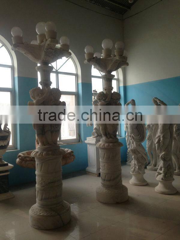 White Marble Lamp With Little Angel Statues