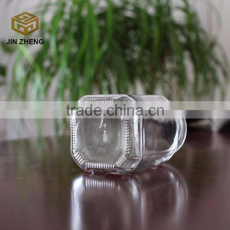 380 ml 13.5oz factory standard manufacture CBRL eight square octangon honey glass jar with color coating cap