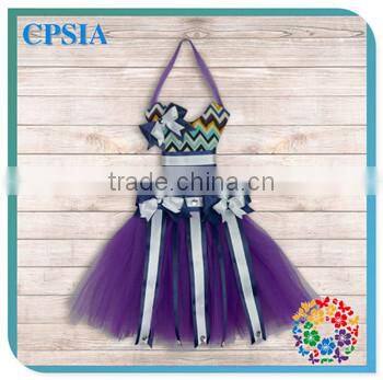 Grey Chevron Striped Rhinestone ribbon bow holder Pink Tulle Pettiskirt Beautiful Party Tutus dresses Decoration for Boutique