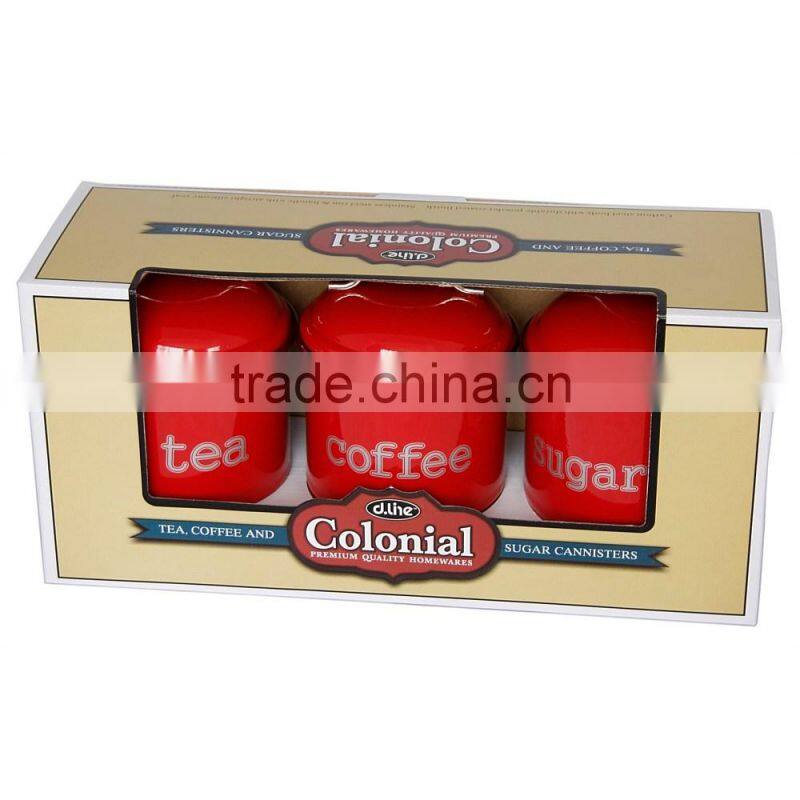 Colorful canister with wood lid