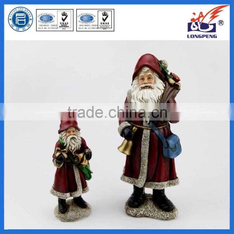Standing antique Resin Santa Claus Figurines for Christmas Table Decoration