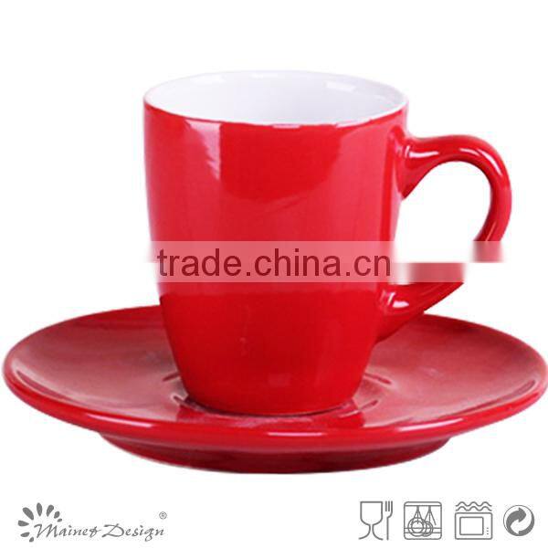 colorful two tone glaze ceramic cup and saucer
