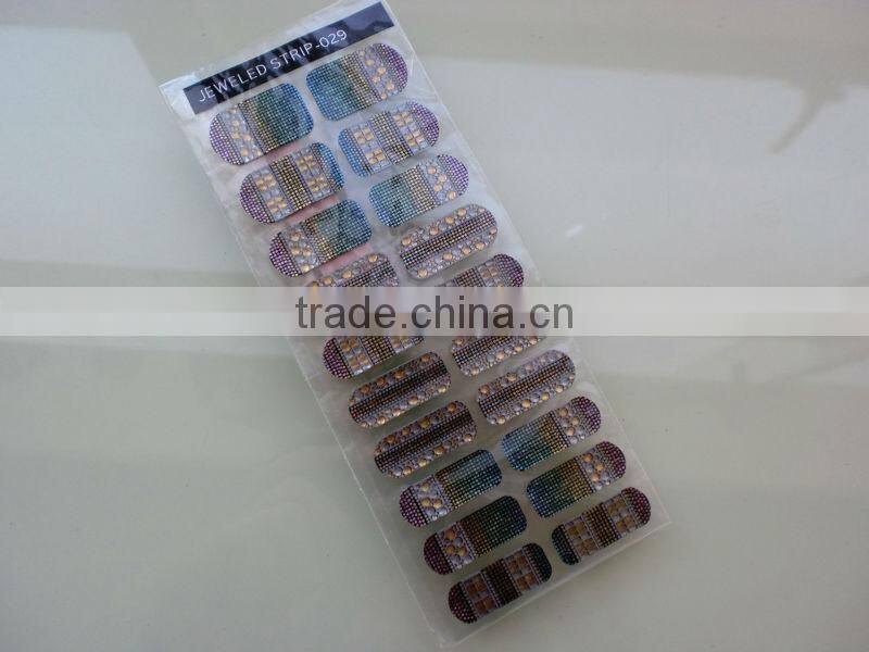 Newest Nail Art Jeweled Strips Shiny Crystal Wraps Decals Nail Foils Patch Tip Tips + 1 nail file + 1 manicure stick