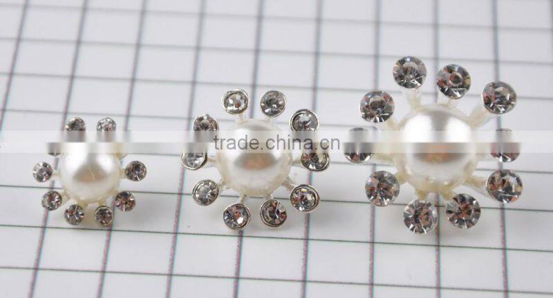 Keering open mold glass pearl crystal rhinestone shank button for wedding invitation