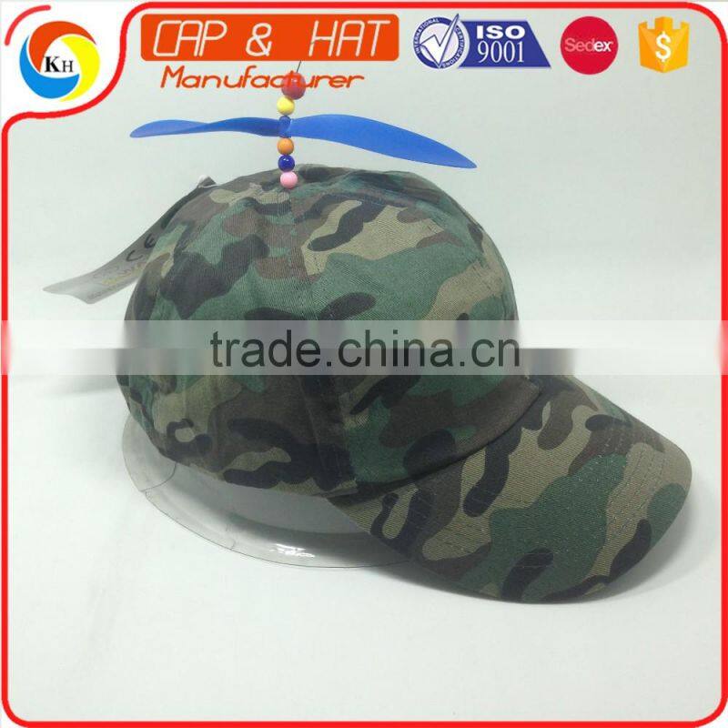 New Style Children 6 Panel Camouflage Baseball Cap With Helicopter Propeller