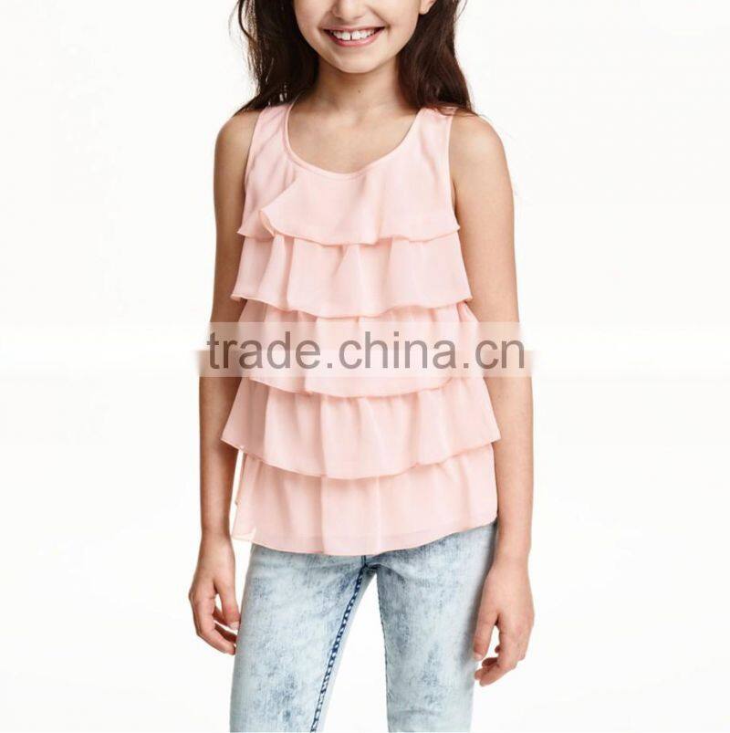 2016 Children Little Girls Flowy Tiered Sleeveless Top HST8035