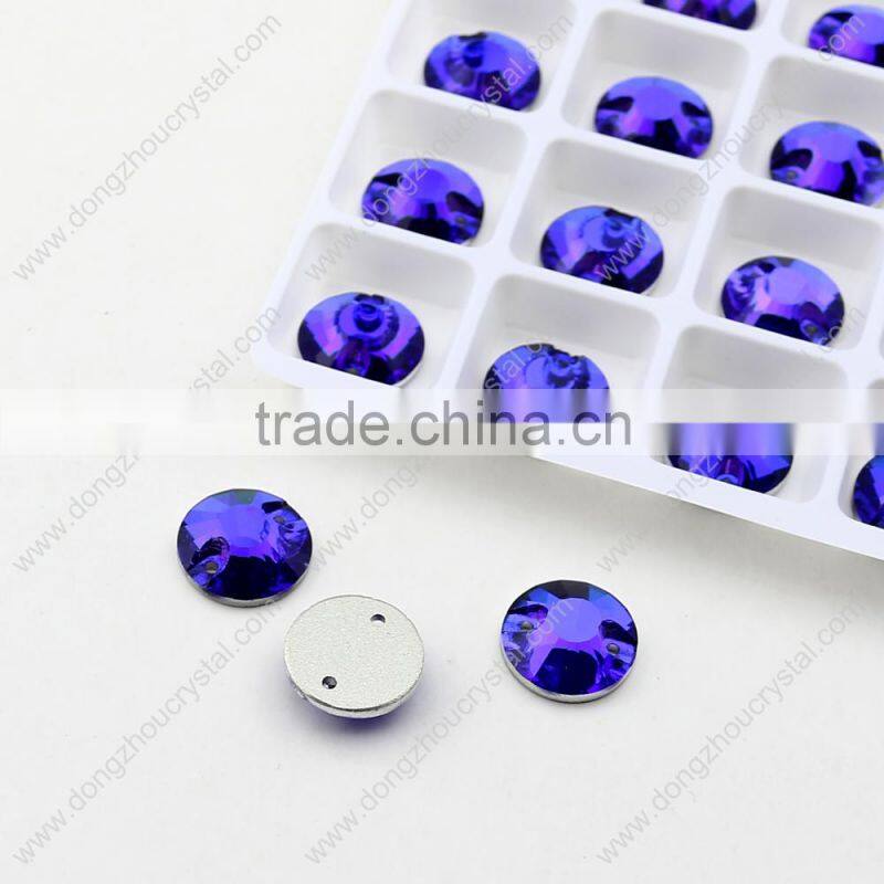 Colors round sew on crystal rhinestones,flatback crystal stones factory direct